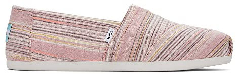 TOMS Damen Alpargata Print Flacher Slipper, Pink Stripes, 40 EU
