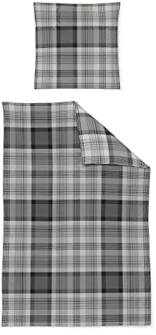 Irisette Edel-Flanell Bettwäsche Set Alpaka 8412 grau 155 x 220 cm + 1 x Kissenbezug 80 x 80 cm