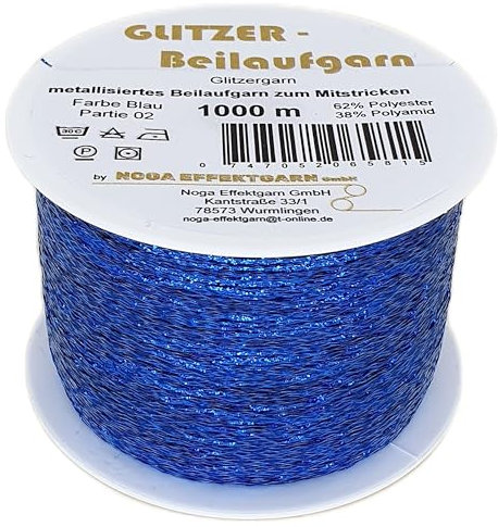 Glitzer Beilaufgarn auf 1000 Meter Spulen in verschiedenen Farben (Blau)