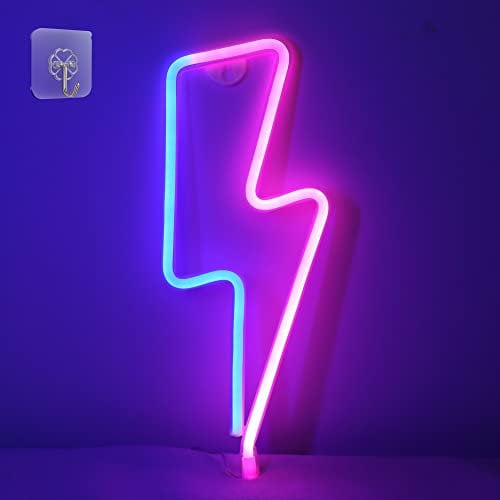 Lightning Neon light for Wall Decor, Neon Signs with Pink and Blue Light Color & USB Cable for Room Decor Room Decor Christmas Birthday Halloween Gifts for Boys Girls Adult