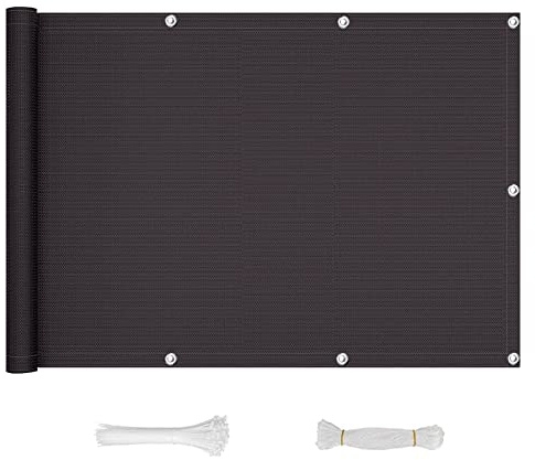 QINGLV Frangi-Vista Balcone 120x300cm Frangi-Vista Frangivento per Balcone Protezione Vento Resistente Ai Raggi UV Telo Frangi-Vista Balcone Ringhiera con Occhielli Fascette E Corde -Grigio Scuro