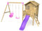 Rebo® Orchard 4ft x 4ft Wooden Playhouse and Swings, 900mm Deck and 6ft Slide - Luna Purple | OutdoorToys | Pressure Treated Timber, Sturdy Wooden Construction