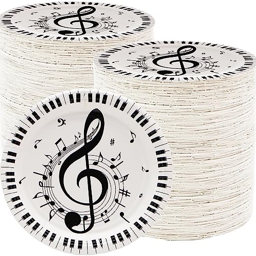 80 Pcs Musical Notes Paper Plates - 7 Music Dessert Plates for Rock Band Concert Theme Birthday Party Supplies Decorations