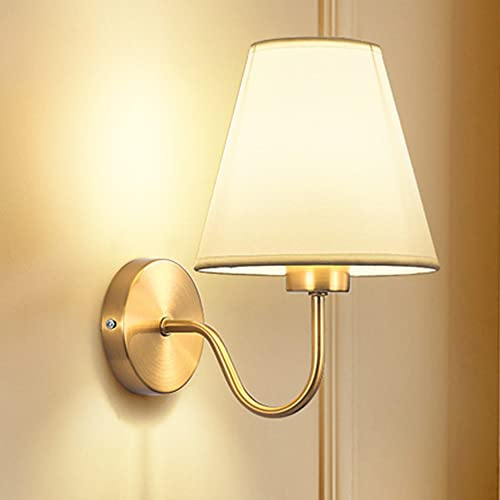 Wandleuchte mit Weiß Stoff E27 Lampenschirm Wandleuchten Wandlampe Wandbeleuchtung Wand Sonce Fixture für Flur Schlafzimmer Wohnzimmer Treppe Nachttischlampen Lampenschirm, Metall Flur (Weiß)