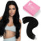 YoungSee Micro Loop Human Hair Extensions Black 24inch Micro Beads Hair Extensions Jet Black for Girls Cold Fusion Long Straight Real Hair Extension Micro Ring 50s 50g