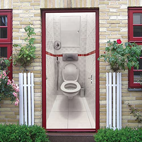 Fototapete Türtapete Selbstklebend Personalisierte Weiße Toilette Türposter Abnehmbar Türfolie Poster Tapete 3D Kreative Türaufkleber Für Innentüren Wohnzimmer Schlafzimmer Küche Bad 77X200Cm