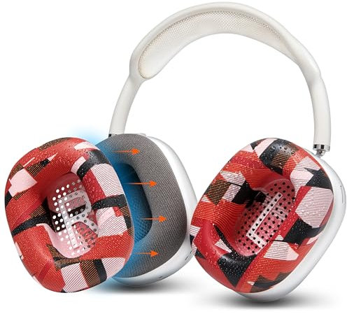 WC SweatZ MAX - Fundas Protectoras patentadas para Airpods MAX Fabricadas por Wicked Cushions | Resistente al Sudor y fácilmente Lavable | Protección Completa contra el Sudor | Red Prism