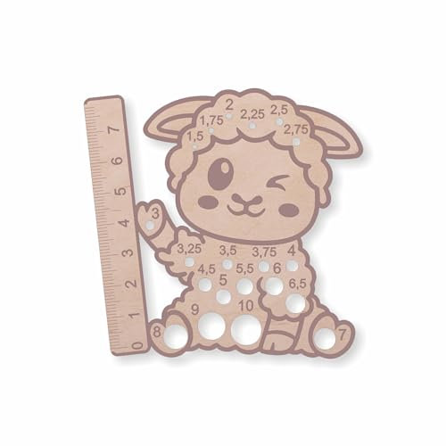 Knitting Needle Gauge, Stricknadelmaß, Knitting, Strickwerkzeug, Stricknadel-Lineal, Ruler, Stricknadelmaß auf Holz, Kunststoff-Messgerät 1.5 mm – 10 mm