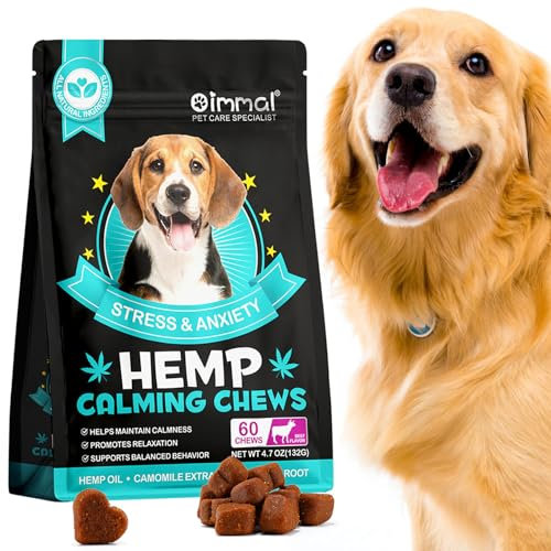 Calming Dog Treats, 60 Chewables Dog Calming Treats, Natural Ingredients Calming Chews for Dogs Helps with Dog Anxiety, Separation, Barking, Stress Relief, Thunderstorms, Travel, Beef Flavor
