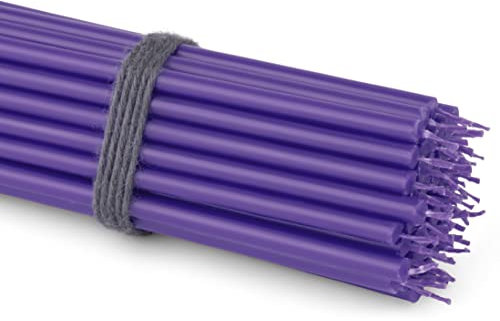NKlaus 50x Stabkerzen Violett 16 cm Dünne Paraffinkerzen rußfrei & tropffrei Lange Brenndauer Lila Kerzen für Feier, Dekoration & Kirche 36113