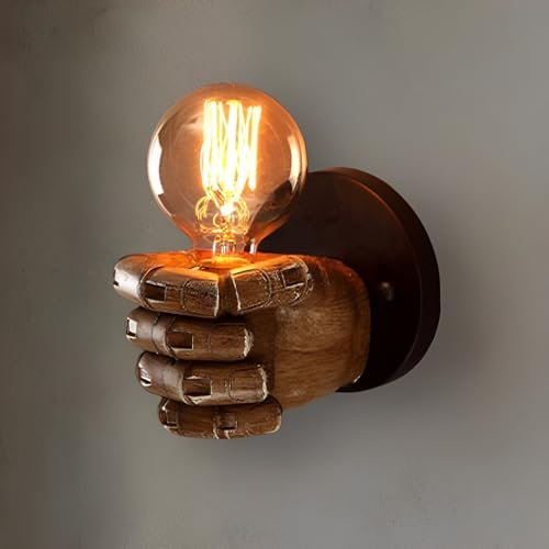 YOOCHUENG Applique Murale Interieur Vintage,Applique Murale Main Industrielle,Luminaire E27 pour Chambre Bar Chevet (Ampoule non Incluse), Main Droite