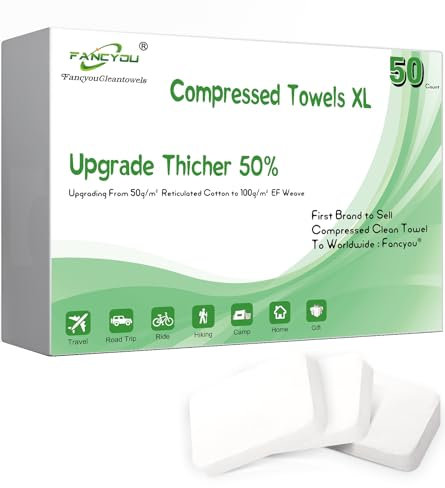 Fancyou Groß Einweg Komprimierte Handtücher, Dicke Compressed Face Towels, Einweg Gesichtstücher, Mini Gesichtshandtücher Lecktücher Einmalhandtücher für Schönheitssalon,Reisen,Zuhause(50 Stück Klar)
