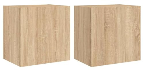 vidaXL TV Wandschrank 2 STK., TV Schrank mit viel Stauraum, Wandmontage Fernsehschrank Regal, Hängeschrank TV Möbel, Modern, Sonoma-Eiche Holzwerkstoff