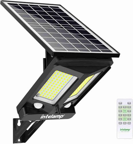 intelamp Solar Security Lights Outdoor Motion Sensor 3000LM Super Bright 12500mAh High-Capacity Flood Lights with PIR Detector Solar Street Lights for Yard, Front Door, Fence, Pathway, Garage