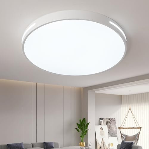 Natsen 96W Deckenleuchte LED Deckenlampe, dimmbar mit Fernbedienung, Runde Leuchte für Küche Diele Wohnzimmer Schlafzimmer Büro, Weiß (50 * 50 * 5cm)