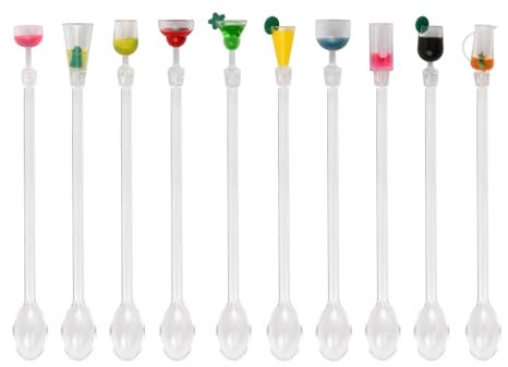 10 Pièces Touillette Cocktail Agitateur Cocktail Bâton de Brassage en Acrylique pour Décorer Les Verres à Cocktail (Cuillère)