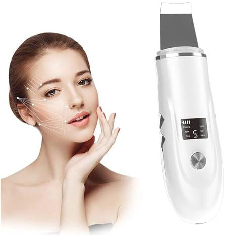 iksvmsis Limpiador Ultrasónico Facial, Depurador De Piel Facial, Espatula para Limpieza Facial con 4 Modos, Ultrasonico Máquina De Limpieza Profunda Facial para Mujeres Y Hombres