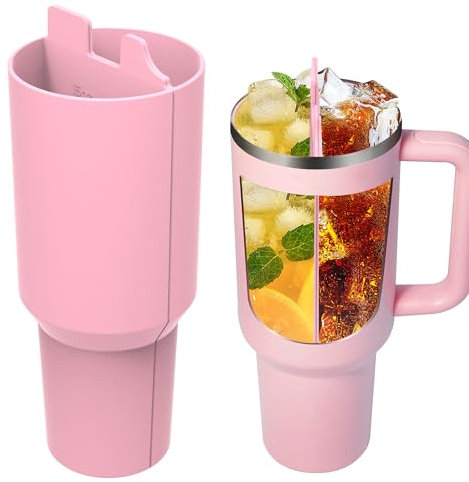 Stanley Tumbler Divider - Two Drinks One Cup Silicone Liner - Reusable Dual-Sided Drink Pink