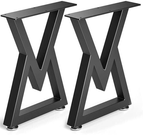 Likapop 28 Metal Coffee Table Legs, Diamond Shape Bench Legs, Heavy Duty Desk Legs, Black Metal End Table Legs, DIY Furniture Legs (H28” x W17.7”, Set of 2)