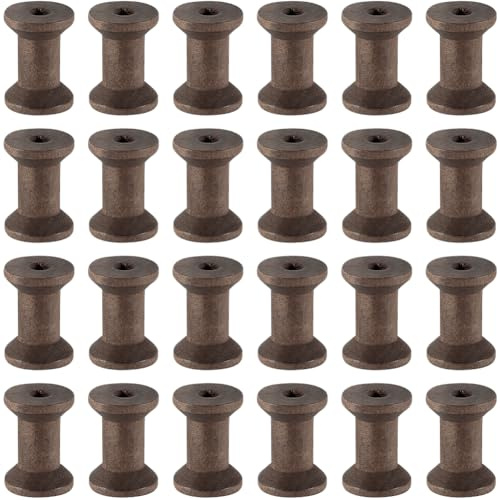 SUNNYCLUE 25 pz Bobine di Filo di Legno Bobine di Legno Marrone Sfuso Filo Vuoto Naturale Non Finito Tessitura Nastro Tessile Rotolo di Corda Organizzatore di Corde per Uncinetto Bobina di Linea di Pi
