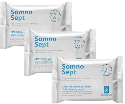 CPAP-Reinigungstücher – SomnoSept 3er Pack (3x72 Stück) – Gründliche Reinigung Ihrer CPAP-Maske – ohne Duftstoffe