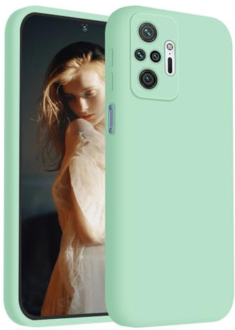 ISOI - Coque pour Xiaomi Redmi Note 10 Pro, Housse Souple en Silicone Liquide, Protection intégrale Très Mince et Antichoc - Menthe Verte