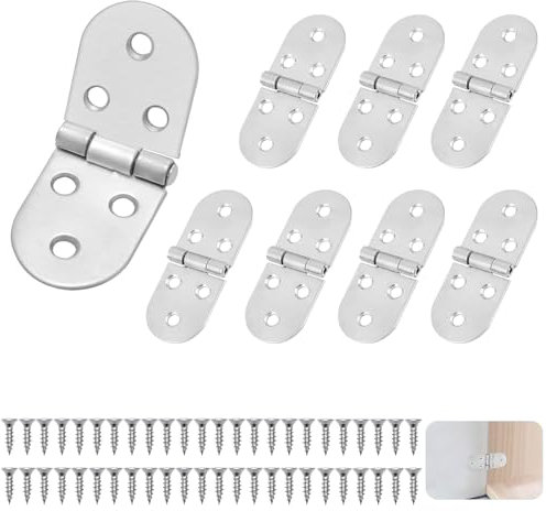 NCZCDZSW Scharniere Klappbar 8 Stück Scharnier Edelstahl mit Schrauben 180 Grad Klappscharnier Schaniere Möbelscharniere Klappenscharnier für Klapptisch Schrank Garderobe Holzkiste Haus Möbel