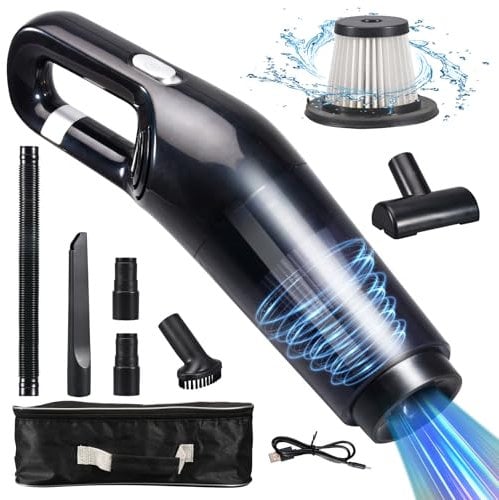 Grixz Handheld Vacuum Cleaner, Car Vacuum Cleaner, Hand Held Vacuum Cordless, Car Hoovers, 10000Pa Powerful Suction Portable Lightweight, Long Runtime Rechargeable Battery Quick Charge Vaccum for Car