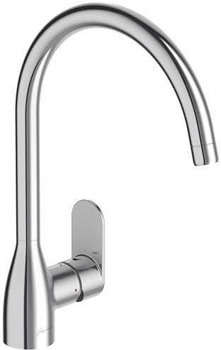 Jacob Delafon - Mitigeur d'Évier de Cuisine Marie - Col de cygne - Bec pivotant 360° - Économie d'eau - 35x22,7x8,3m - Finition Chrome - E21151-CP