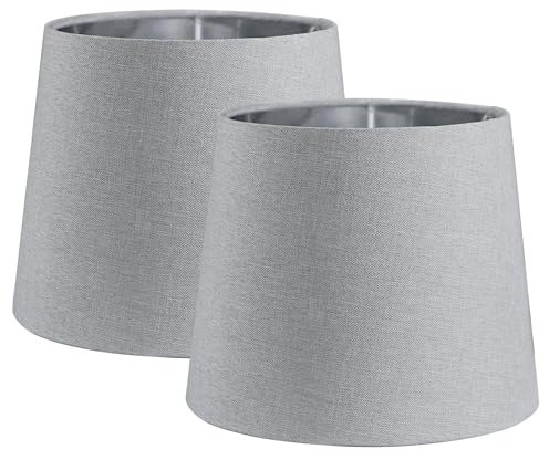 Sinta 2 Pack 7 Abat-jour Moderne Conique Remplacement Tissu Gris avec Doublure Argentée Abat Jour Pour E27/E14 Lampe de Bureau/Murale