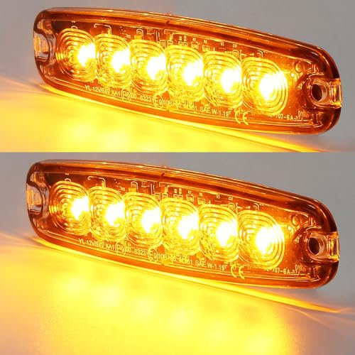 ETUKER 2X 6LEDS Frontblitzer Orange 12/24V Stroboskop Blitzer Heckwarnanlage für Truck Traktor