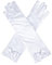Apausvcm 1 Paar Kinder Lange Handschuhe,Prinzessin Satin Handschuhe,Schleife mit Perlen Handschuh,Weiße Abendhandschuhe,für Hochzeit Blumenmädchen Geburtstag Urlaub Kostüm Party Zubehör Handschuh