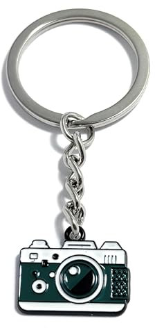 FizzyButton Gifts Camera Keyring Key Ring with Enamel Charm and Silver Tone Keychain