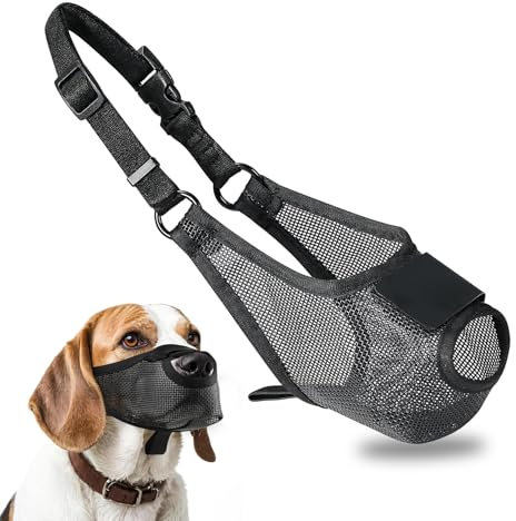 WPPQWP Maulkorb Hund, Maulkorb für Große/Mittlere/Kleine Hunde, Weiche Netzmaske, Erlaubt Hecheln und Trinken, Stellt das Beißen, Bellen und Fressen EIN, Einstellbare Länge (S)