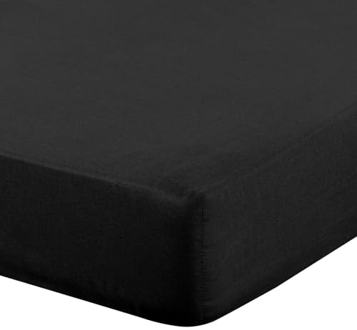 Eurofirany - Spannbettlaken 180x200 - Bettlaken Basic aus Baumwolle, Spannbetttuch mit Gummizug, Widerstandsfähig - für Dicke Matratzen 30 cm Tiefe Tasche - Viele Farben, Schwarz