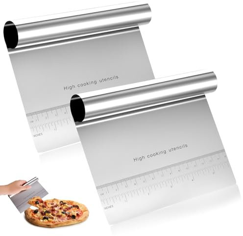 2 Pcs Stainless Steel Vegetable Chopper, Metal Dough Scraper Cutter, Pastry Pizza Bread Dough Cutter Spatulas with Scale, Bench Scraper Food Scrappers Food Scoopers for Kitchen Tools Equipment