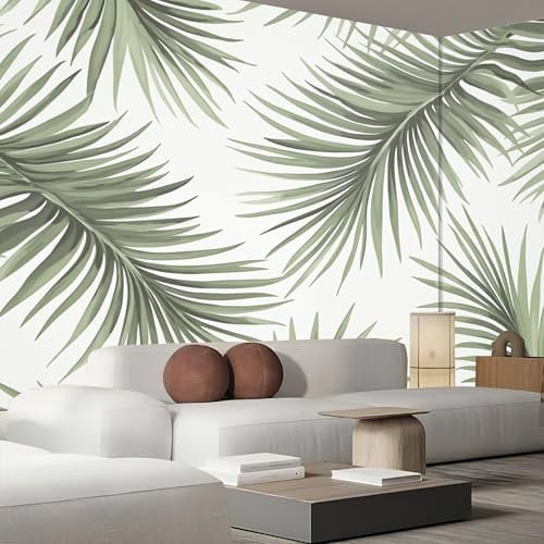Seidenstoff Fototapete 3D Effekt Tropisch Palmblätter Tapete, Wandtapete Für Wohnzimmer Schlafzimmer Kinderzimmer Büro Tapete, Natur Pflanzen Wandtapete ‎Dekoration 352x250cm (B×H)