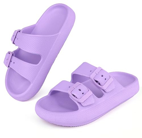 Ciabatte Da Doccia Bambino Bambin Scarpe Da Spiaggia e Piscinai Bagno Ragazzi e Ragazze Regolabile Antiscivolo Eva Pantofole Da Interno Da Esterno Sandali Viola 31 EU