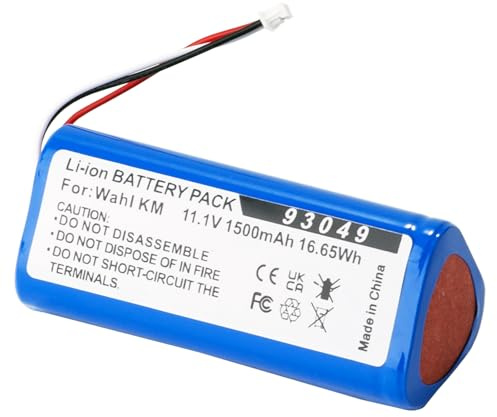 CHUNCAIL Batterie lithium-ion de rechange pour tondeuse sans fil Wahl KM - Remplacement 93049-101 1500 mh