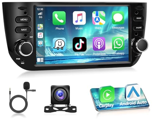 Autoradio Motorsi 1 Din per Fiat Punto 2010-2016 Linea 2012-2015, 2G+64G Android 15 Stereo Radio Wireless IOS Carplay Android Autoradio DAB+ GPS WiFi FM/RDS, Telecamera Posteriore AHD e Microfono