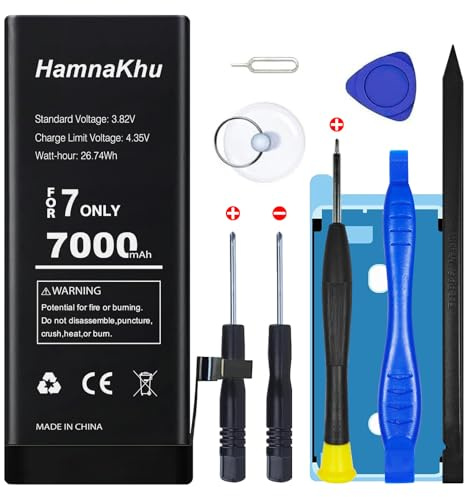 7000mAh Super Capacity Battery Compatible with iPhone 7/7G, 0 Cycle Li-Polymer Replacement Battery for iPhone 7/7G, with Professional Repair Tool Kit