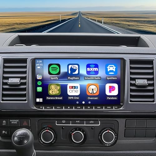 2+32G Radio Coche para VW Transporter T5 2010-2015 con CarPlay Android Auto, Pantalla táctil de 9 Pulgadas Autoradio Reproductor con GPS Navegación Bluetooth WiFi FM SWC cámara de Respaldo