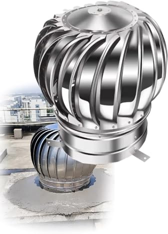 Chapeau de ventilateur non motorisé en acier inoxydable 304 extra épais, étanche à la pluie et ventilé, for installations industrielles, exploitations agricoles(45cm/17.7in)