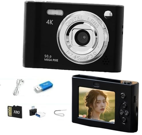 Digital Camera with Dual Screen,Autofocus 1080P FHD/44MP Vlogging Cameras for Photography with 32GB Card,Point and Shoot Kids Digital Cameras,16X Zoom,Anti-Shake,Present for Kid Teen Beginner. (Black)