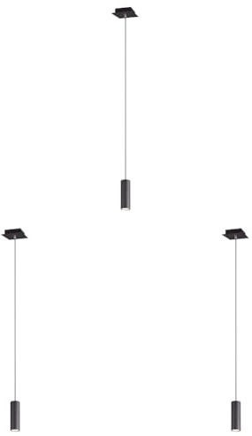 Trio Leuchten Pendelleuchte Marley 312400132, Metall Schwarz matt, Pendel 1-flammig, exkl. 1 x GU10 (Packung mit 3)