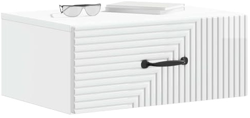 vidaXL Wandmontierter Nachttisch Hochglanz Weiß 49 x 34,5 x 20 cm, Kompakte Nachttische, Coole Möbel für Dein Schlafzimmer, rechteckig mit viel Platz für Deine Essentials