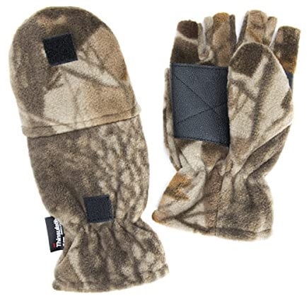 MUK LUKS Men's Fleece Flip Mitten-Grey, Large