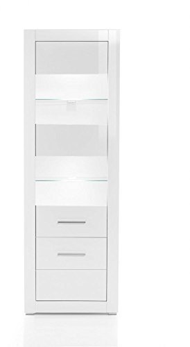 Beauty.Scouts Vitrine Sensitive One Vitrinenschrank, Glasschrank, Highboard, Hochglanz Weiß, 65x198x35 cm Größe ohne Beleuchtung