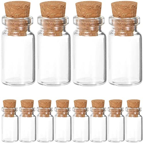 rosenice 25 Stücke Mini-Glasflasche mit Korken für Nachricht Hochzeiten Party 11x22mm