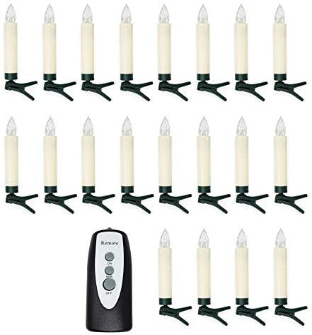 ToCi LED Weihnachtskerzen 20 Stück mit Fernbedienung kabellos | Weihnachtsbaumbeleuchtung Christbaumkerzen Weihnachtsbaumkerzen Batterie mit Timer Warm-Weiß
